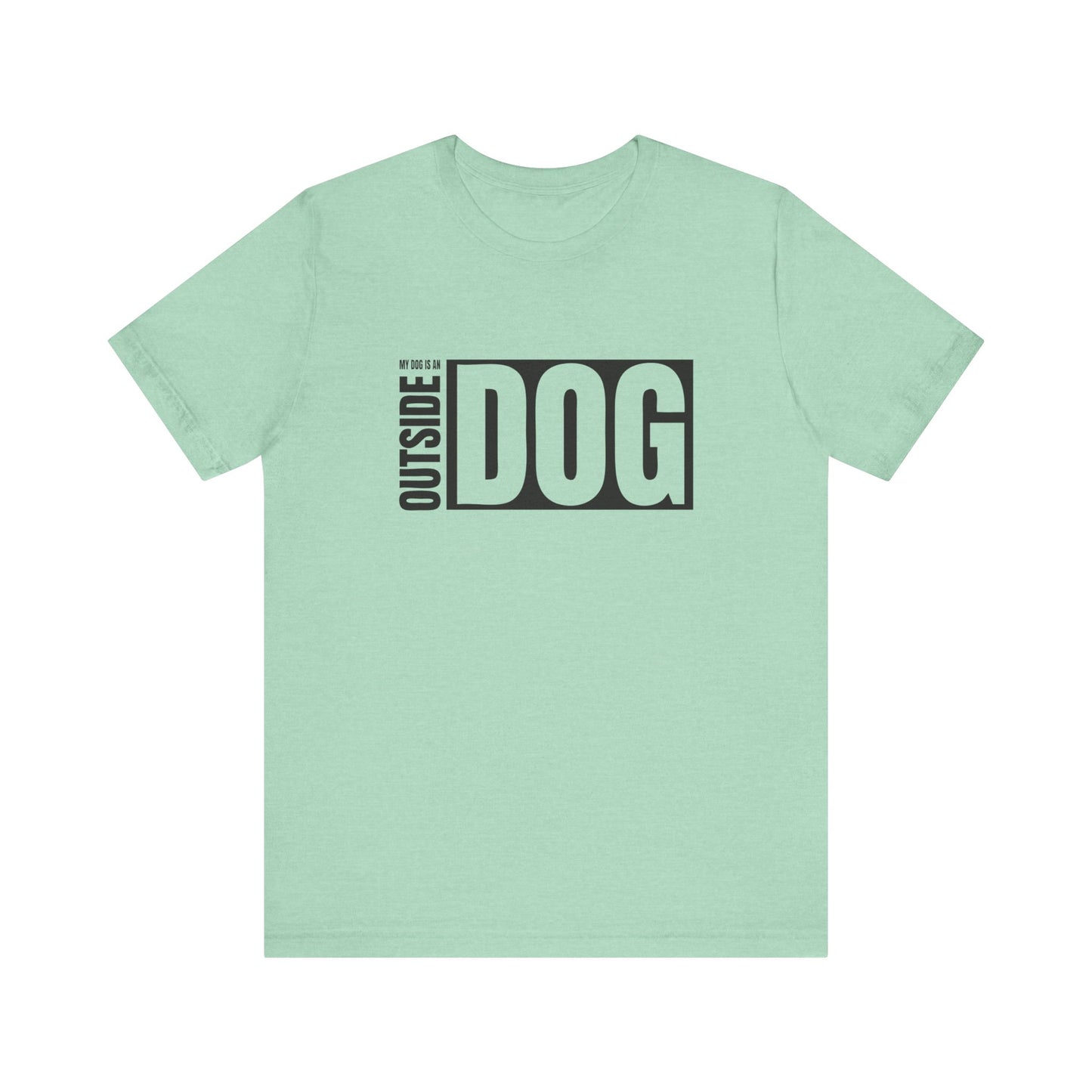 Featuring a Dogs Pure Love heather mint 'Outside Dog' unisex t-shirt, set against a white backdrop.