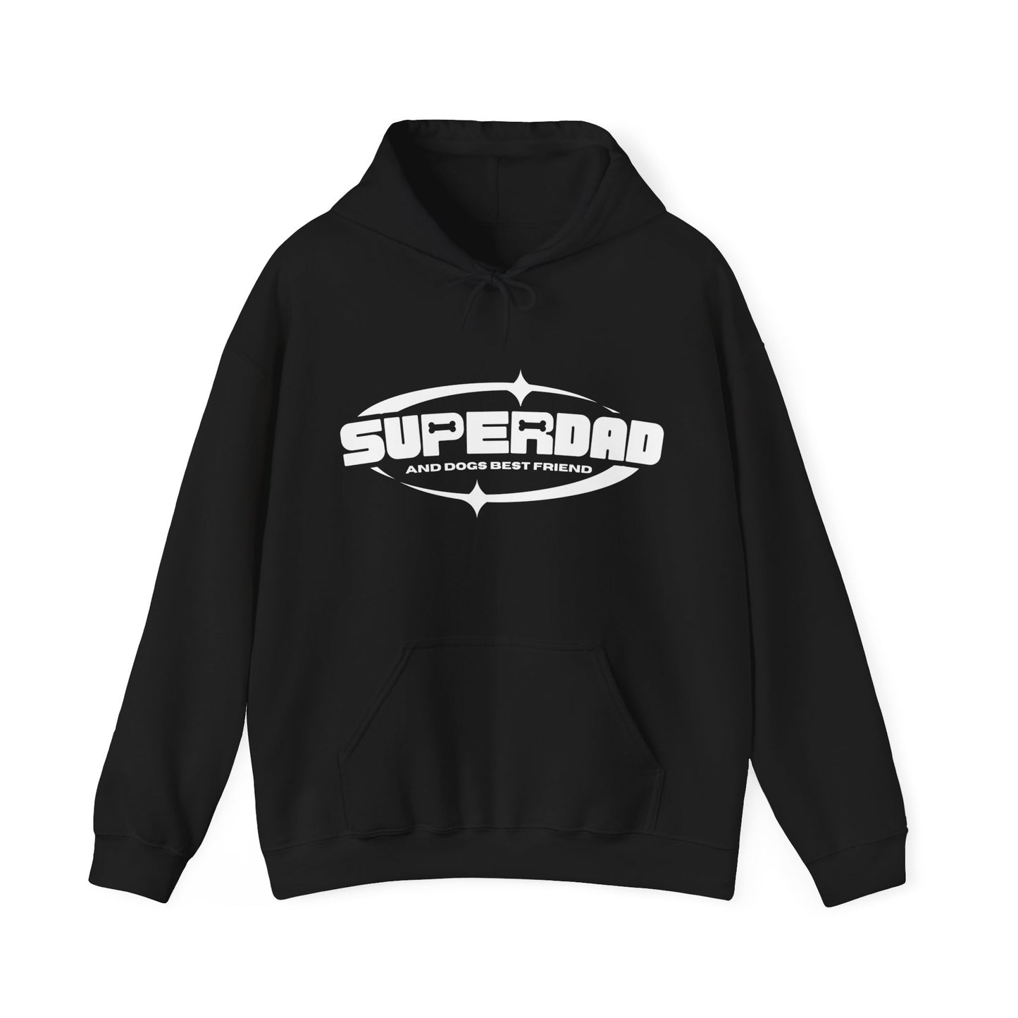 On a crisp white surface, a 'Superdad' unisex black sweatshirt from Dogs Pure Love is displayed.