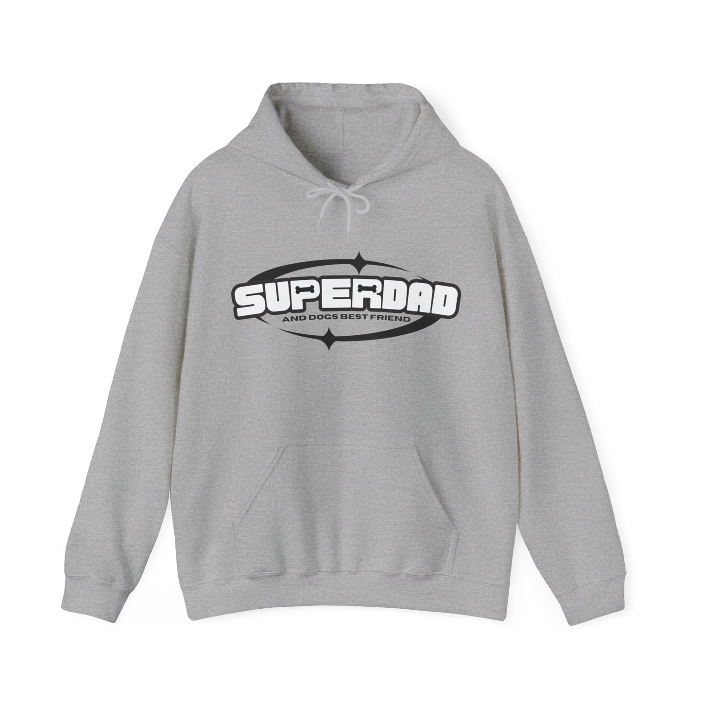  On a white background lies a 'Superdad' unisex sport grey sweatshirt by Dogs Pure Love.