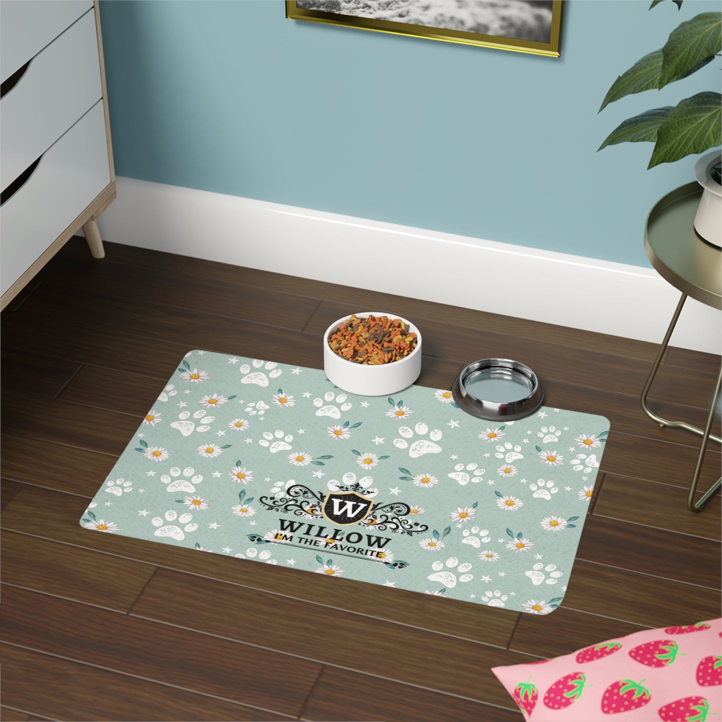 Personalized Pet Bowl Mat - Daisy Paws