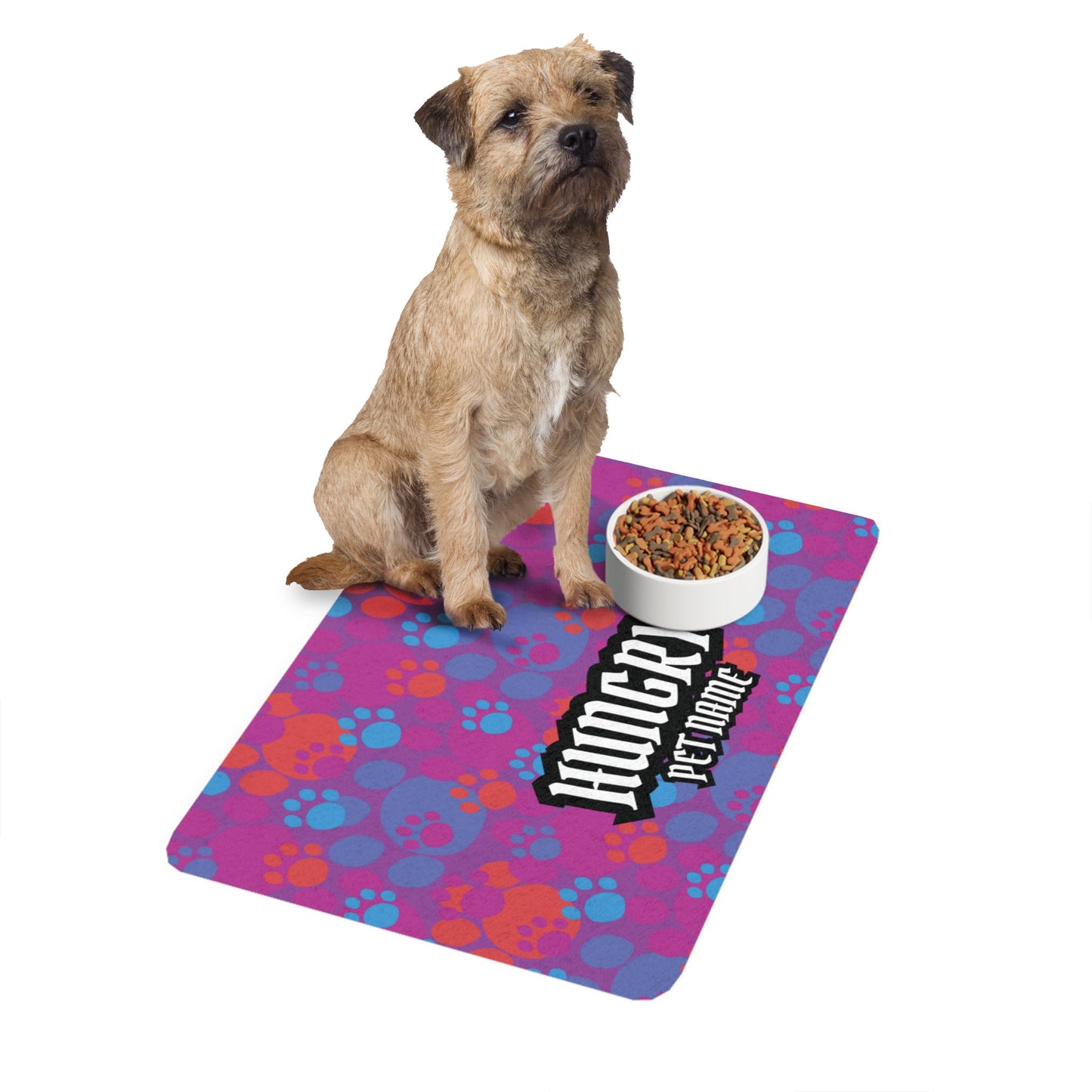 Personalized Pet Bowl Mat - Hungry Pinks